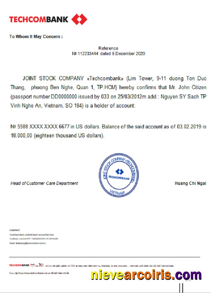 Vietnam Techcombank reference